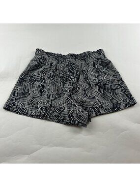 A New Day Black Swirl Linen Blend High Rise Pull On Shorts S